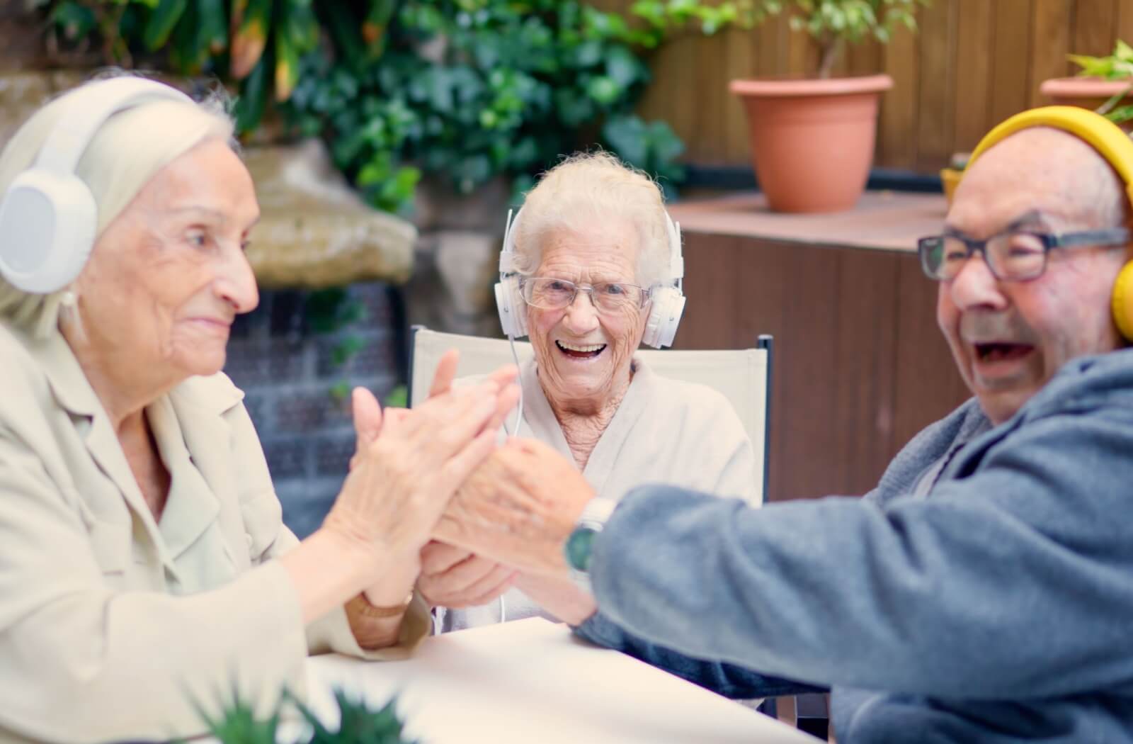 A trio of seniors with memory issues delight in listening to music they grew up with as a part of reminiscence therapy
